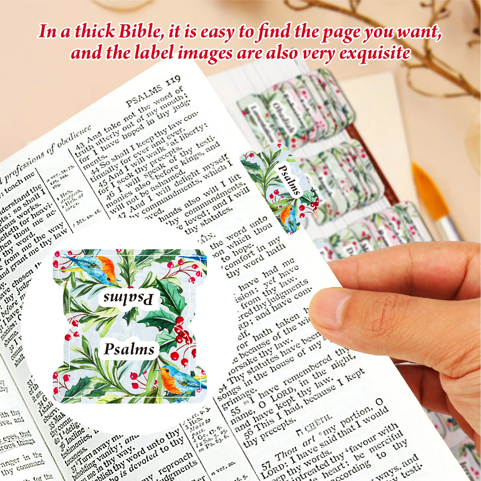 75pcs Bible Tabs for Women & Men, Laminated Bible Tabs for Study Bible, Bird Theme Easy Navigation, Simplify Your