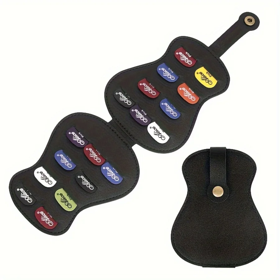 Premium Leather Guitar Pick Storage Bag - Stylish & Compact, Holds 18 Picks