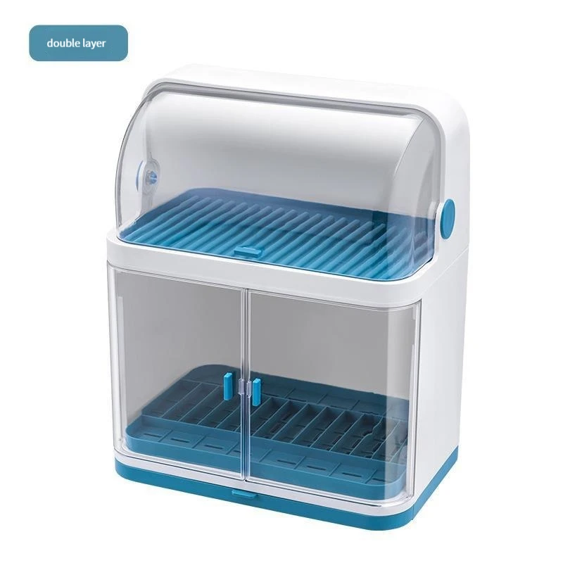 Kitchen Dish Rack Tableware Storage Box with Lid to Put Tableware, Dish Box, Drain Rack, Plastic Cupboard for Household Use