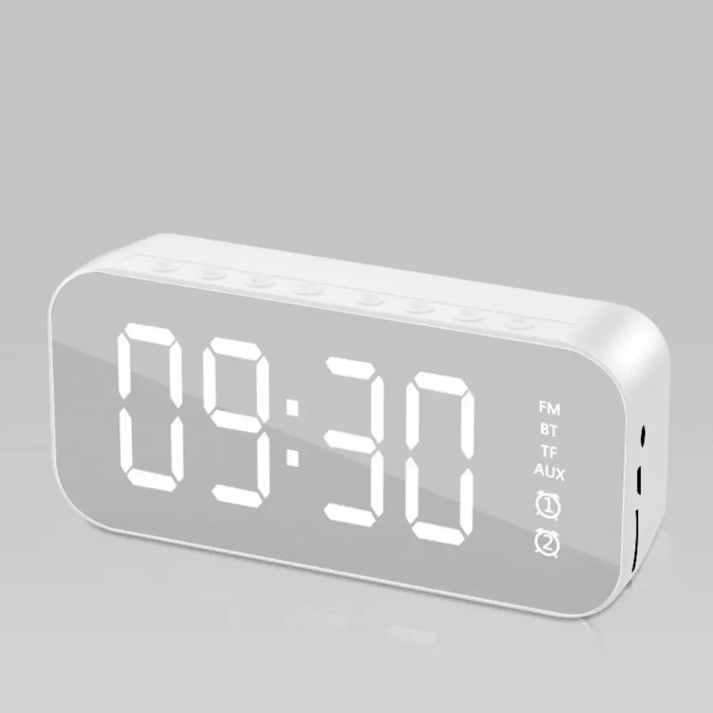 Large LED Screen LED Mirror Screen Alarm Clock Digital Display Dual Alarm Digital Clock Smart Portable FM Radio Clock Travel