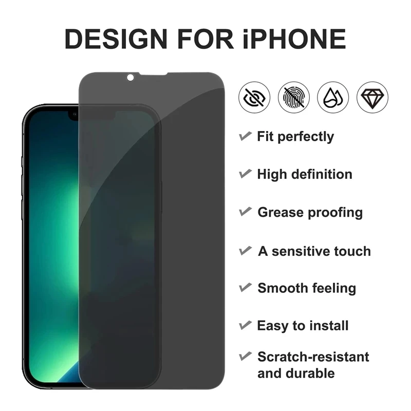 Full Cover Privacy Screen Protectors for iPhone 13 12 Pro Max Mini 11 14 15 PRO XS MAX 7 8 Plus X XR SE Anti-spy Tempered Glass