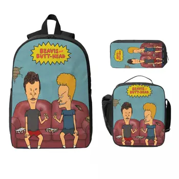 3Pcs Beavis And Butthead School bags Set for Children Pencil Boxes Backpack Sets with Lunch Box For School Students Daypack 1