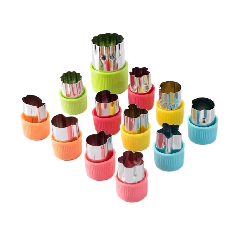 12Pcs Vegetable Cutter Shapes Sets Mini Size Cutters Fruit Cutters Kids Food Pastry Stamps Mold Biscuits