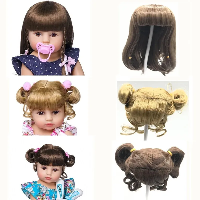 Fit For Doll Head Circumference 32cm To 36cm Silicone Reborn Baby Doll Hair Wig Curly Brown Golden Hair for BJD doll Reborn Doll