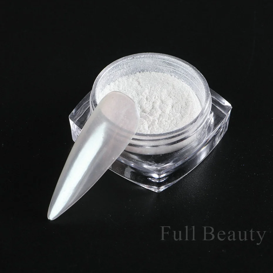 3pcs/set Shell Pearl Nail Powder White Fairy Chrome Nail Art