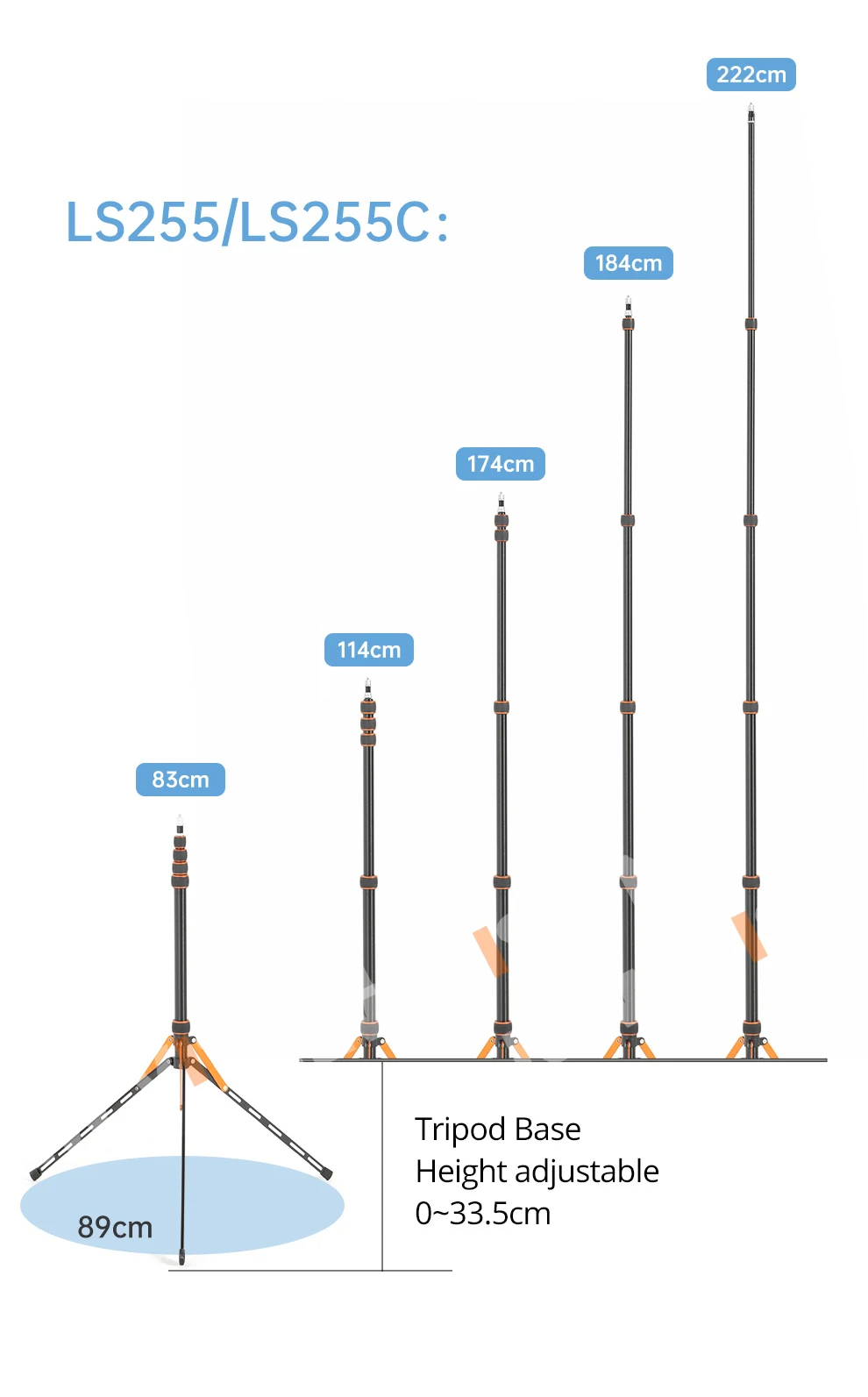 QZSD LS-255/285 Reverse folding light stand Photography outdoors Portable tripod
