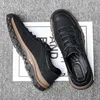 Men's Casual Shoes Soft Bottom Anti-Slip Wear-Resistant Fashionable Dad New Style Leather Shoes Breathable Rubber Sole Loafers