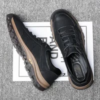 Men's Casual Shoes Soft Bottom Anti-Slip Wear-Resistant Fashionable Dad New Style Leather Shoes Breathable Rubber Sole Loafers