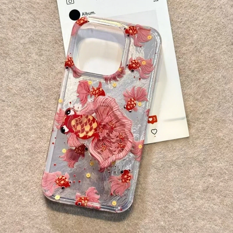 Koi Fish Print Phone Stand Holder Case