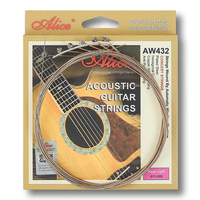 Alice AW432 Corde guitare acoustique .011-.052 .012-.053 Cordes en alliage  de cuivre avec revêtement