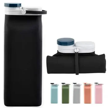 600ML Outdoor Sports Foldable Water Bottle Food grade Silicone Water Bottle Creative Portable Travel Sports Water Bottle