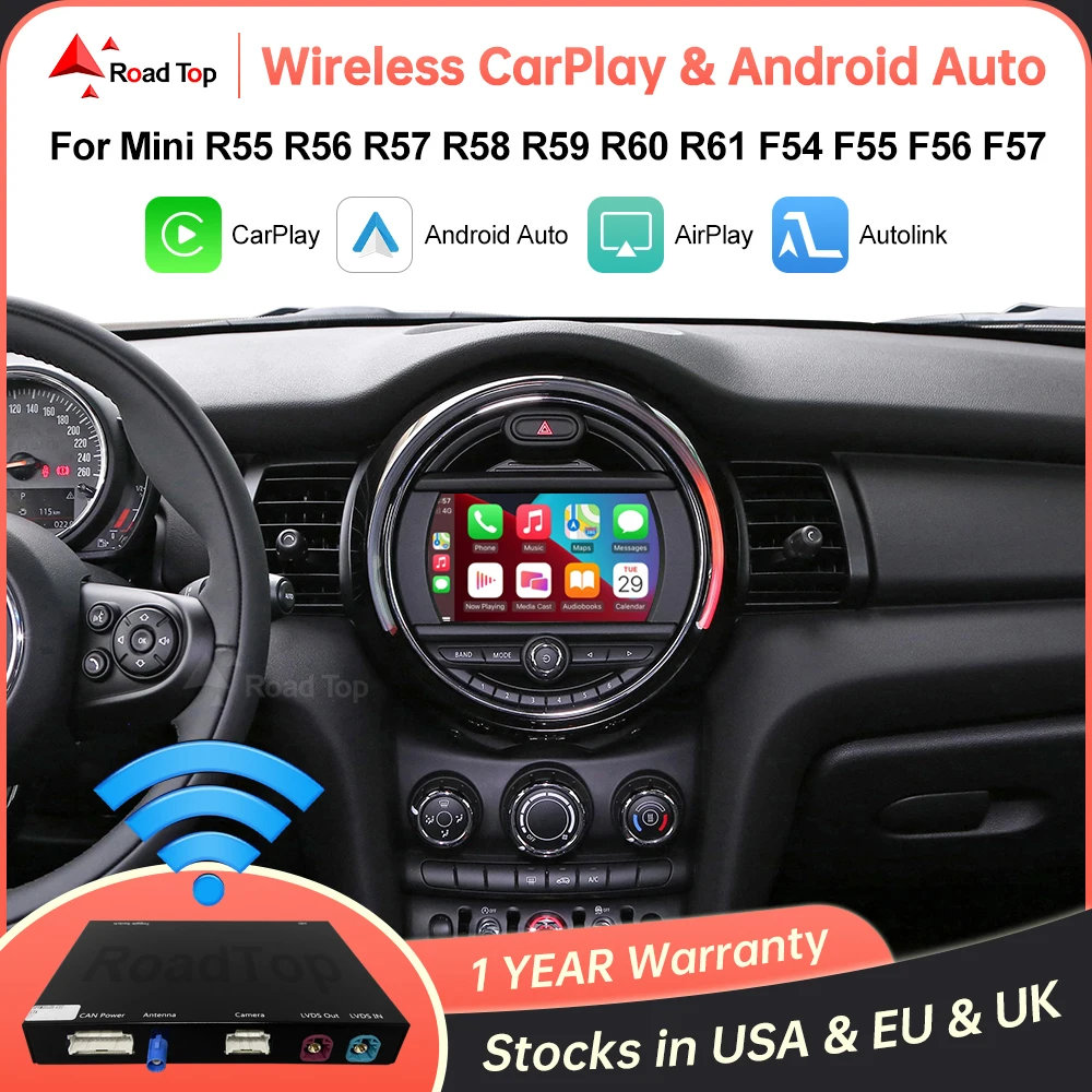 Wireless CarPlay Android Auto for Mini R55 R56 R57 R58 R59 R60 R61 F54 F55 F56 F57 Clubman Countryman Hardtop John Cooper