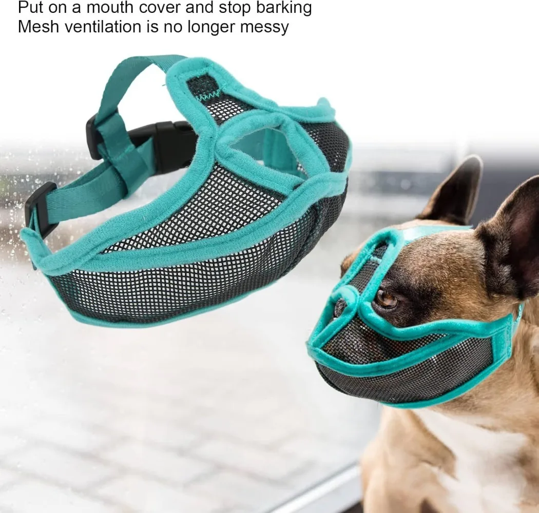 Adjustable Dog Muzzle Breathable Mesh, Soft Anti-Bite Chew Proof Mask for Barking Training & Grooming