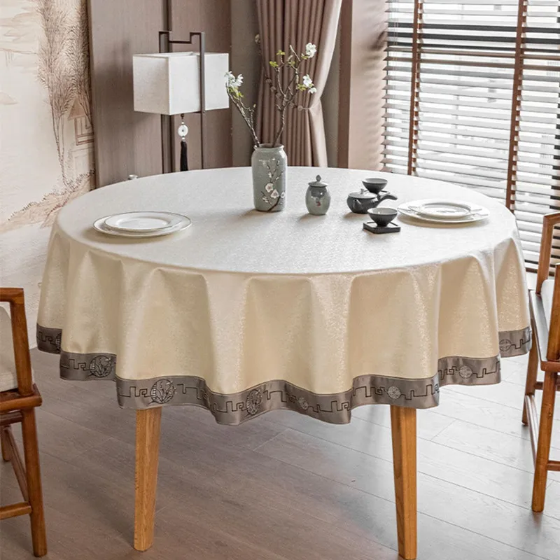 

2024 round table cloth waterproof oil resistant wash free and scald resistant circular dining table cloth household fabric art
