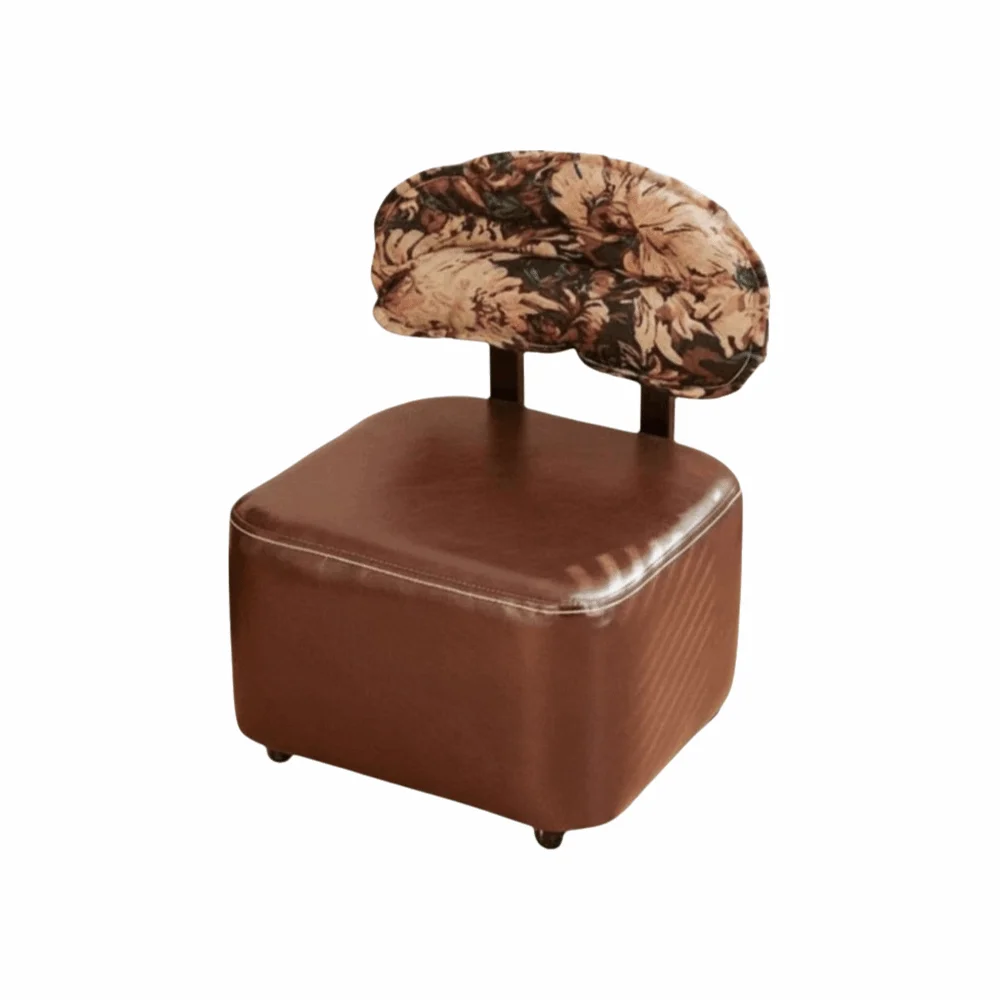 Pouf in Legno di Design Francese con Schienale e Poggiapiedi, Mobile, Piccolo, Creativo, Portatile, Arredamento di Design - immagine 2