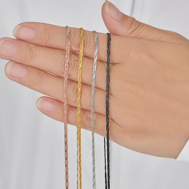 Collana Uomo Donna Placcata Oro Collana Uomo Donna Catena Corda In Acciaio Inox Placcato Oro 18K IP – 2 Mm, 16-26 Pollici – Elegante E Resistente Versace Chain - Foto 3