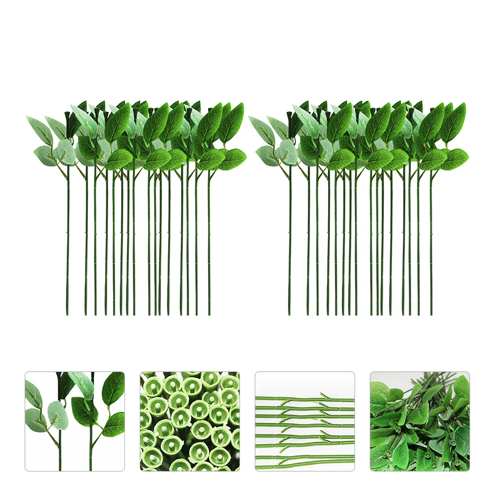 

Artificial Rose Stems DIY Floral Arrangement Floral Stem With Leaves Single Rose Stalk With Leaves
