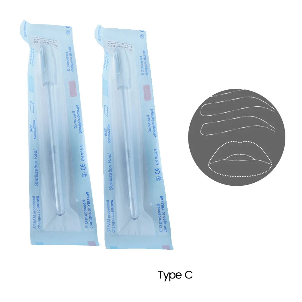 2PCS 눈썹 마커 펜 마이크로 블레이드 외과 피부 영구 메이크업 용품 흰색 외과 스크라이브 도구 문신 액세서리 펜