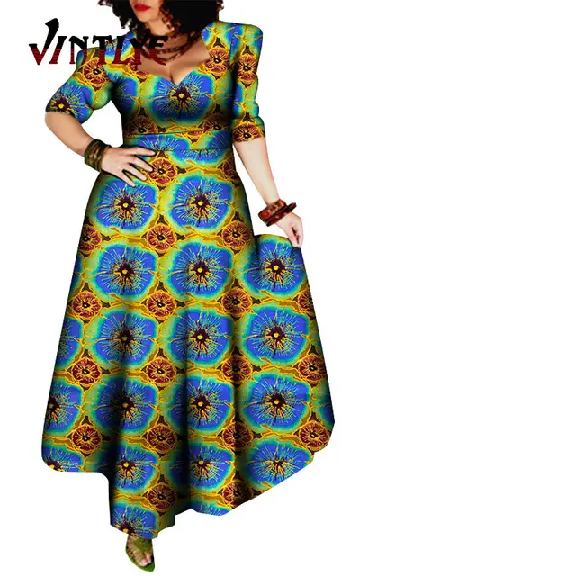 African Style Dresses for Women Elegant Evening Gowns African Party Dress Maxi Ankara Floral Printed Robe Africaine Femme WY092 10