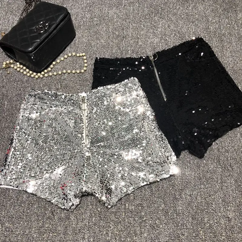 

New Summer 2023 High-waisted Sexy Mini Shorts Glitter Sequin stage clothes women's Jazz Dance hot pants Spice Girl pants