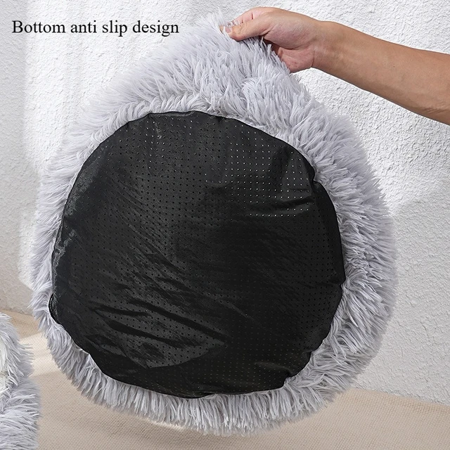 1PC comfortable striped plush pet bed, suitable for cats and dogs,warm,deep sleep round nest,filling,gray,soft,indoor 6