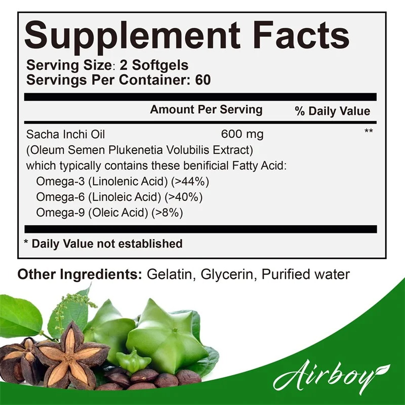 Sacha Inchi Oil Capsules Balances Cholesterol Levels Supports Heart Brain Eye Immune System Health