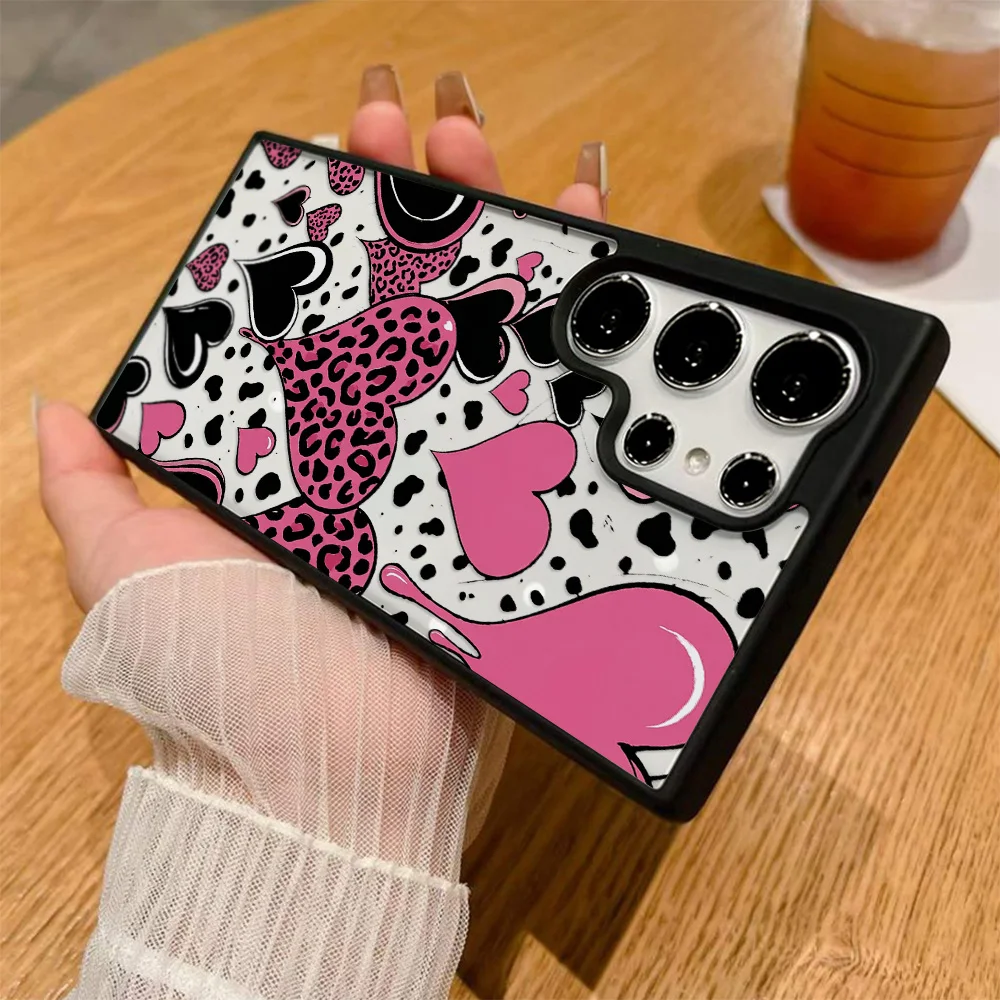 Heart-Shaped Leopard Print Acrylic Phone Case Cover