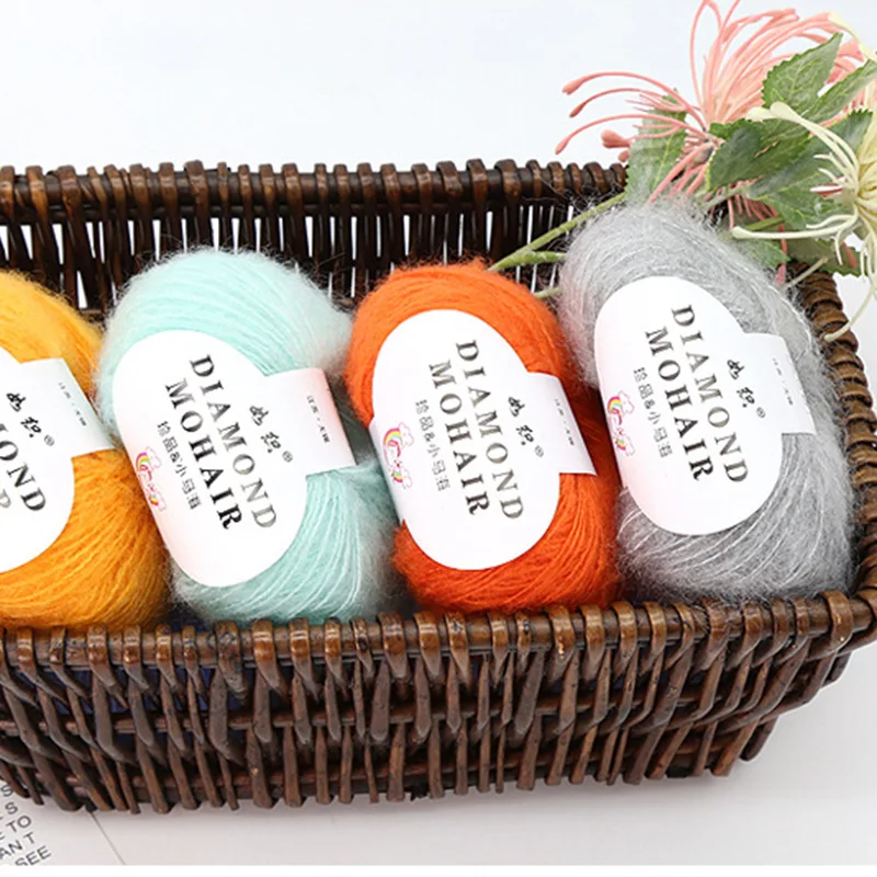 Silk Mohair Yarn Baby Soft Thread Scarf Shawl Knitted Lot 1ply Crochet 25g/Ball Mohair Hair Wool Silk Knitting 2
