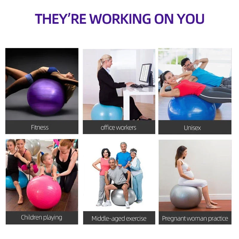 PVC Fitness Yoga Ball Thickened Explosion-proof Exercise Home Gym Pilates Equipment 45cm 55cm 65cm 75cm 85cm yoga ball gymnastics ball