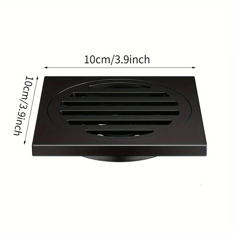 Siphon De Sol Carré En Acier Inoxydable 304 - 100x100 Mm, Pour Douche Ou Salle De Bain - Anti-odeurs, Crépine Amovible