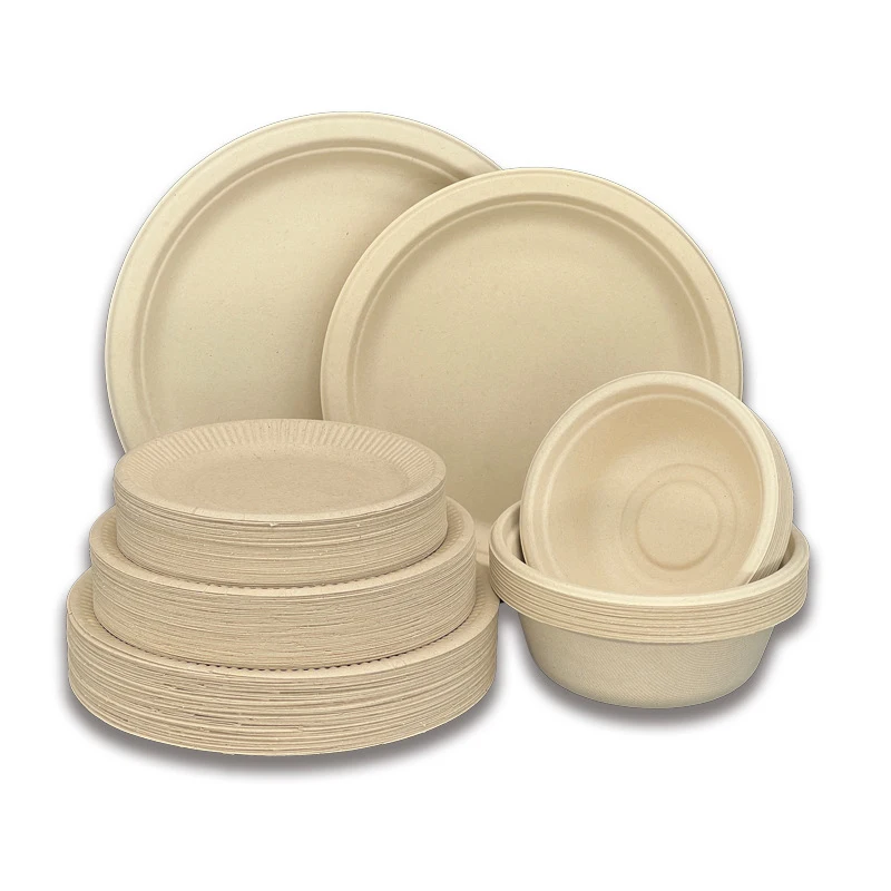 50pc Bagasse Compostable Log Disposable Round Tableware Paper Plates 50pc-bagasse-compostable-log-disposable-round-tableware-paper-plates