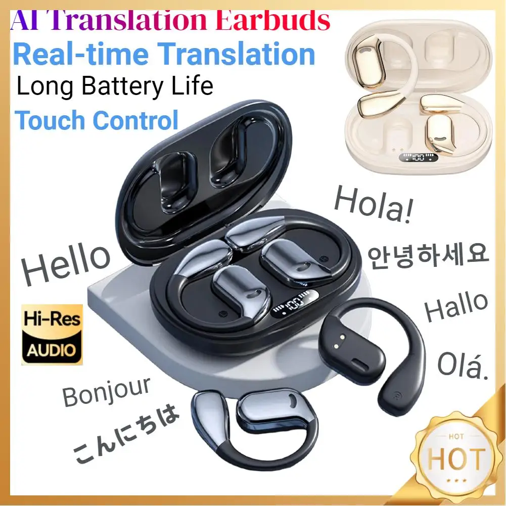 Translator Earbuds Translator Earphones Translation Headset Intelligent AI Translator Earphone Touch Control Real-time Two-Way Earbuds For Travel Business