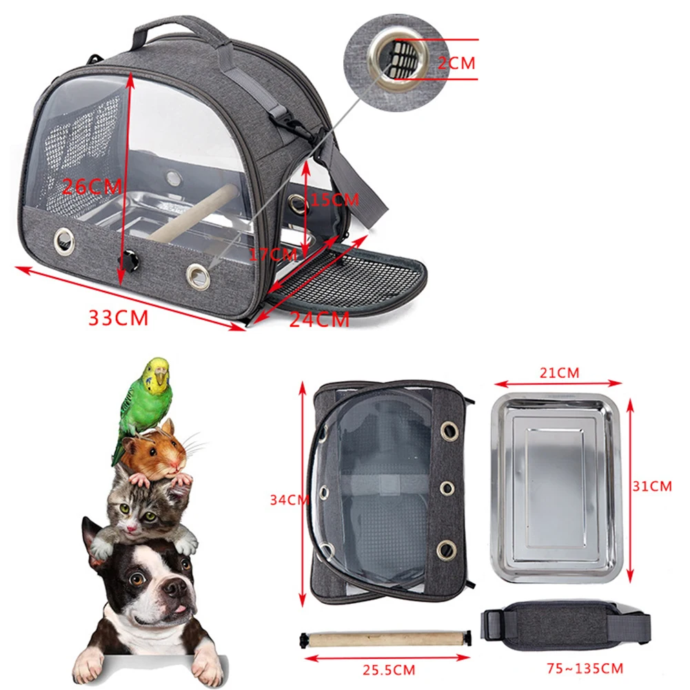 Pet Carrier Bird Carrier With Perch Parakeet Travel Carrier Bag Bird Backpack Travel Cage for Parrot Parakeets Small Pets Supplies