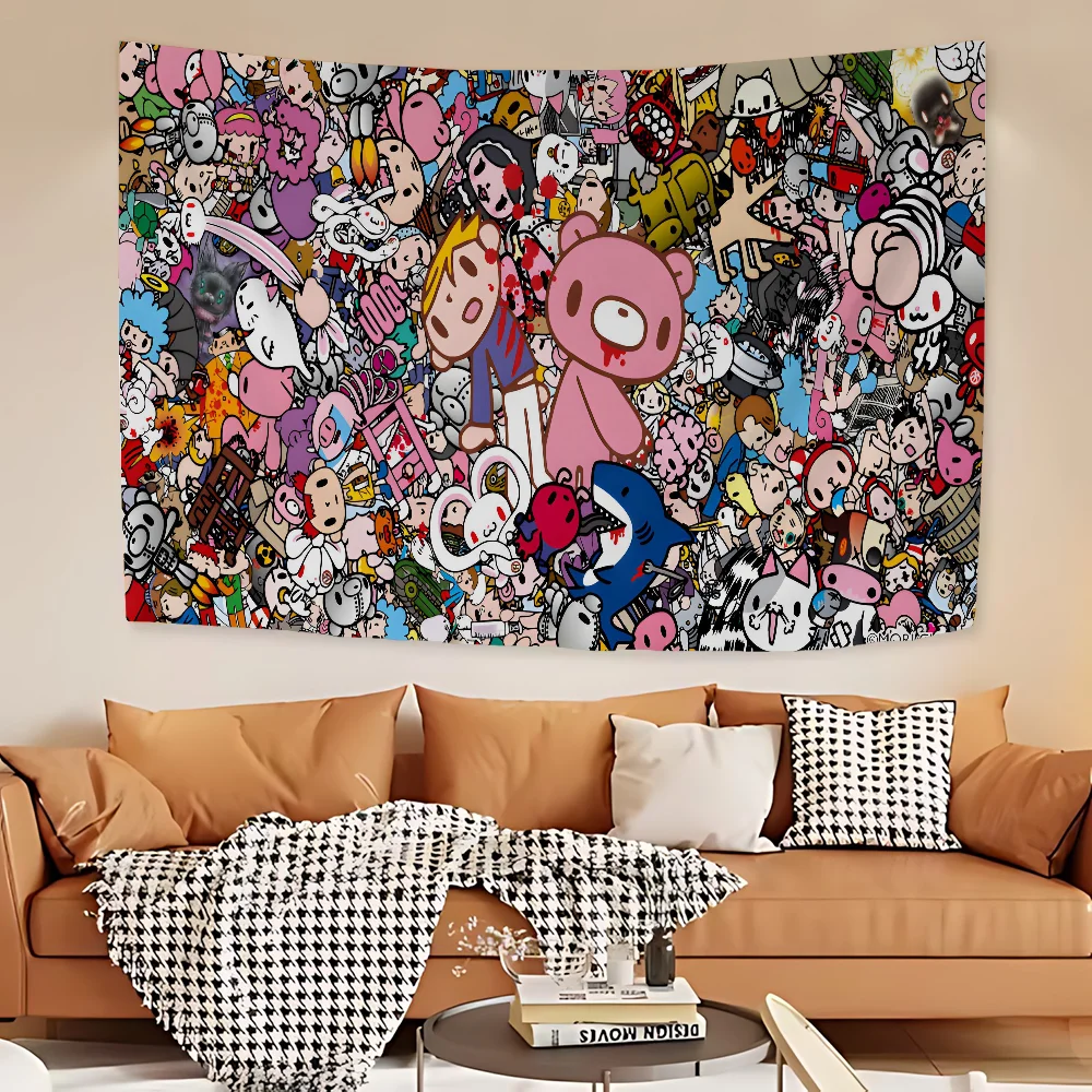 Whimsical Gloomy Bear Art Tapestry