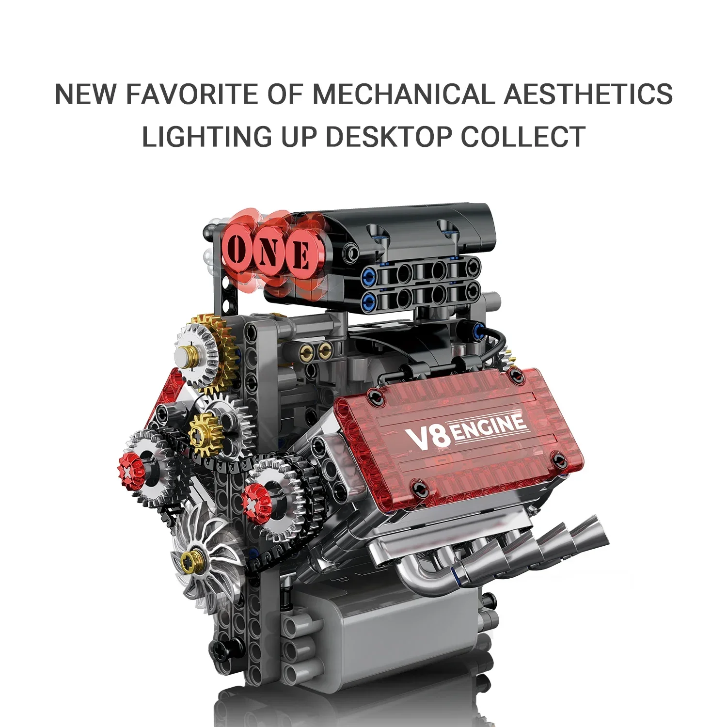 Motorized V8 Engine Building Kit - DIY Simulation Car Parts Set (478 Pieces) - Gift