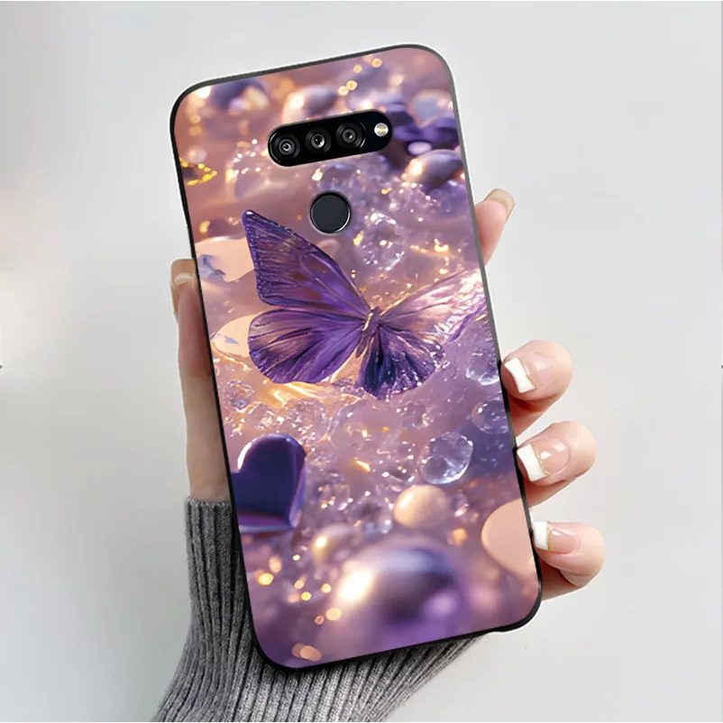 Fashionable Black Silicone Bumper Cover with Butterfly Flower Design - Soft Phone Case