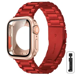 Premium Stainless Steel Watch Strap & Protective Case - 42mm - Series 10 (R rose gold)