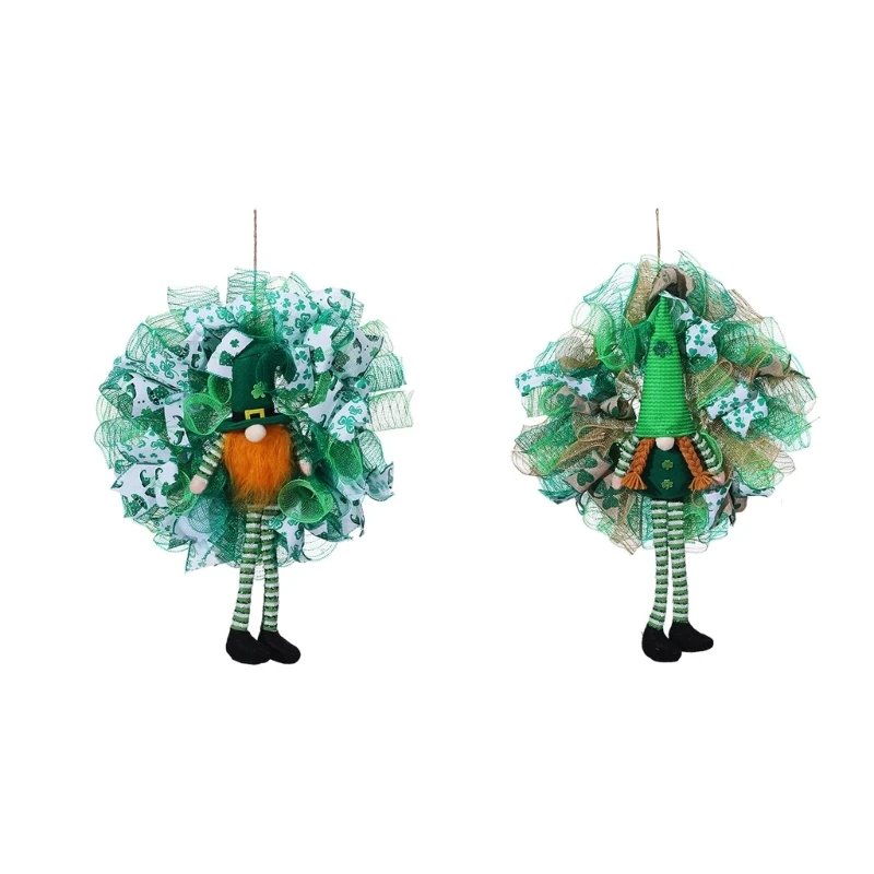 

Венок на день Святого Патрика, безликая кукла, венок с гномами, украшение на день Святого Патрика, искусственный венок, домашний