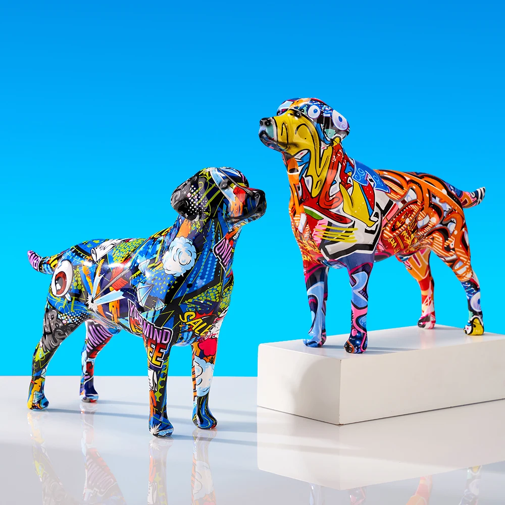 Creative Colorful Art Animal Labrador Resin Crafts Home Decoration Color Modern Simple Home Decoration Living Room