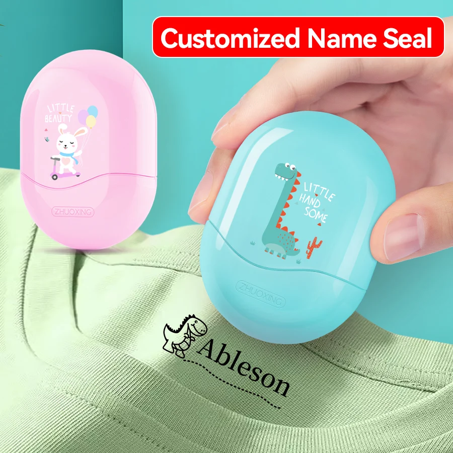 Customized children's name stamp personalized waterproof stamp for school uniform boy's and girl's personalized ink pad stamps name stamp