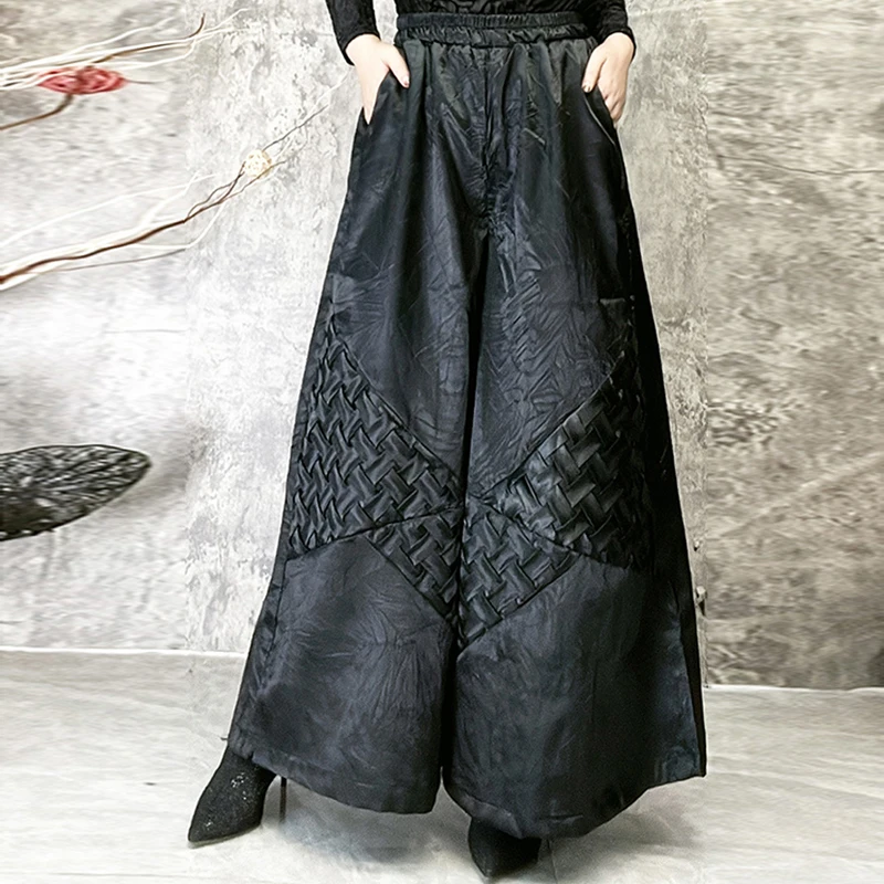 plus Size Nine-Foot Straight Leg Pants Slimming High Waist Wide Leg Casual Trousers for Women Ele Personali National Sle