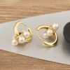 Nidin lumière luxe à la mode fleur/forme ronde perle boucles d'oreilles pour femmes femme 3 Styles choix Chic oreille bijoux cadeau d'anniversaire