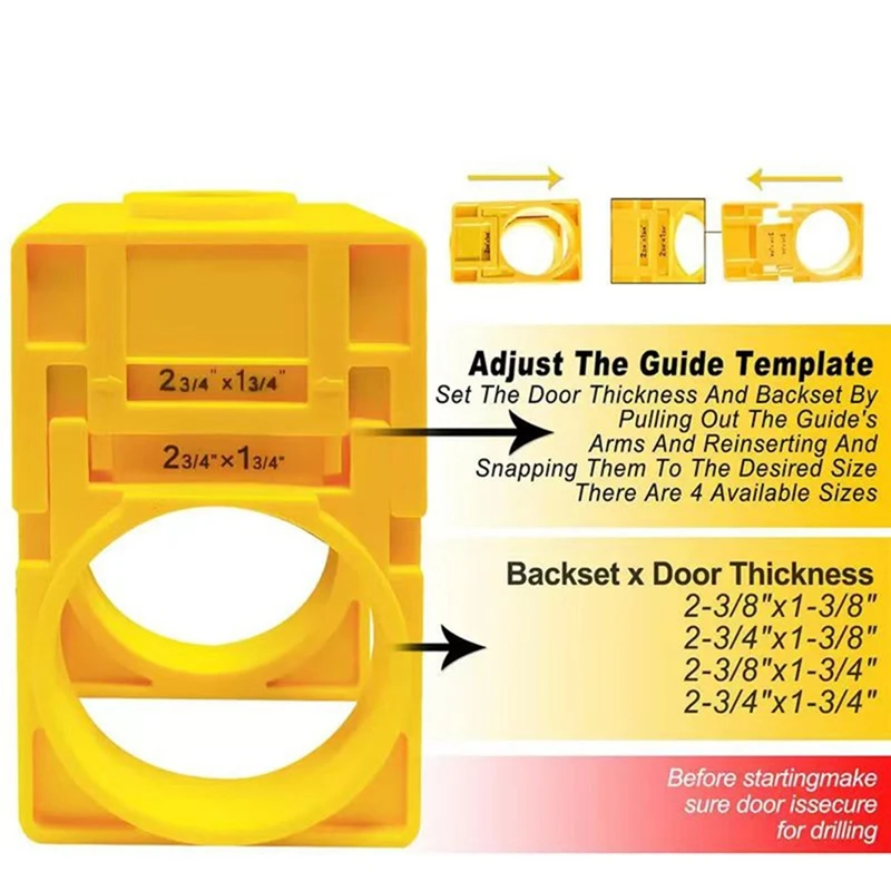 1-3/8Inch-1-3/4Inch Door Lock Installation Kit For Wooden Doors With Guide Template, Door Lock Hole Saw-Retail