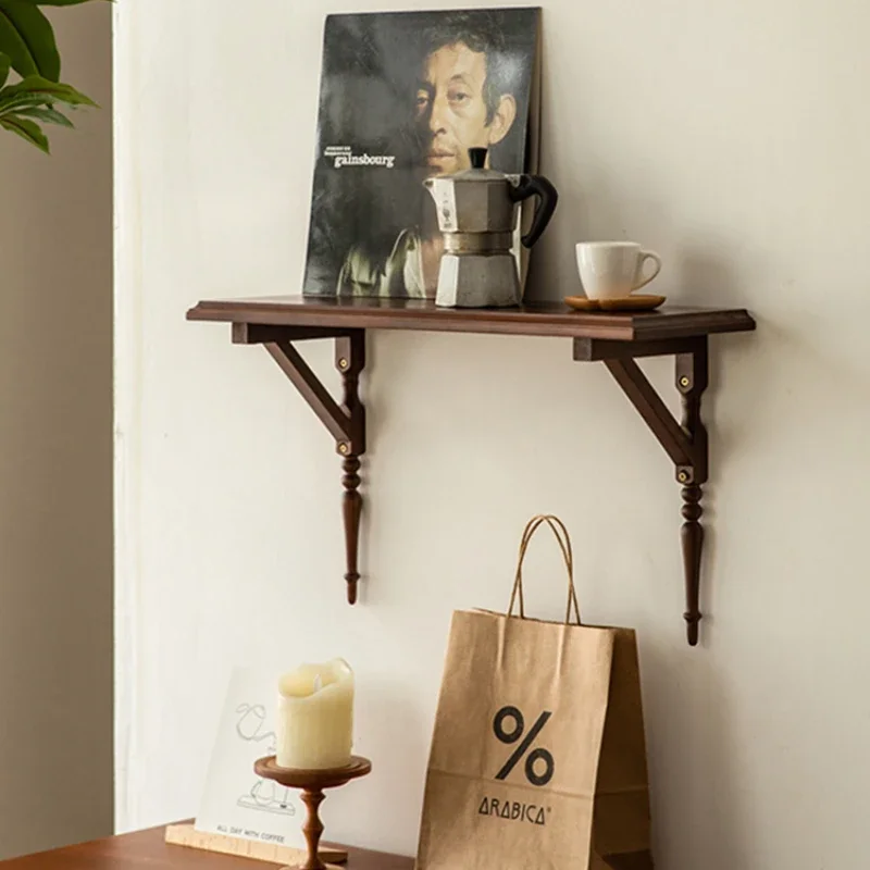 

Vintage Cherry Wood Kitchen Shelf Restaurant Wall Hanging Partition Holder Display Cup Holder Thick and Solid Storage Shelves