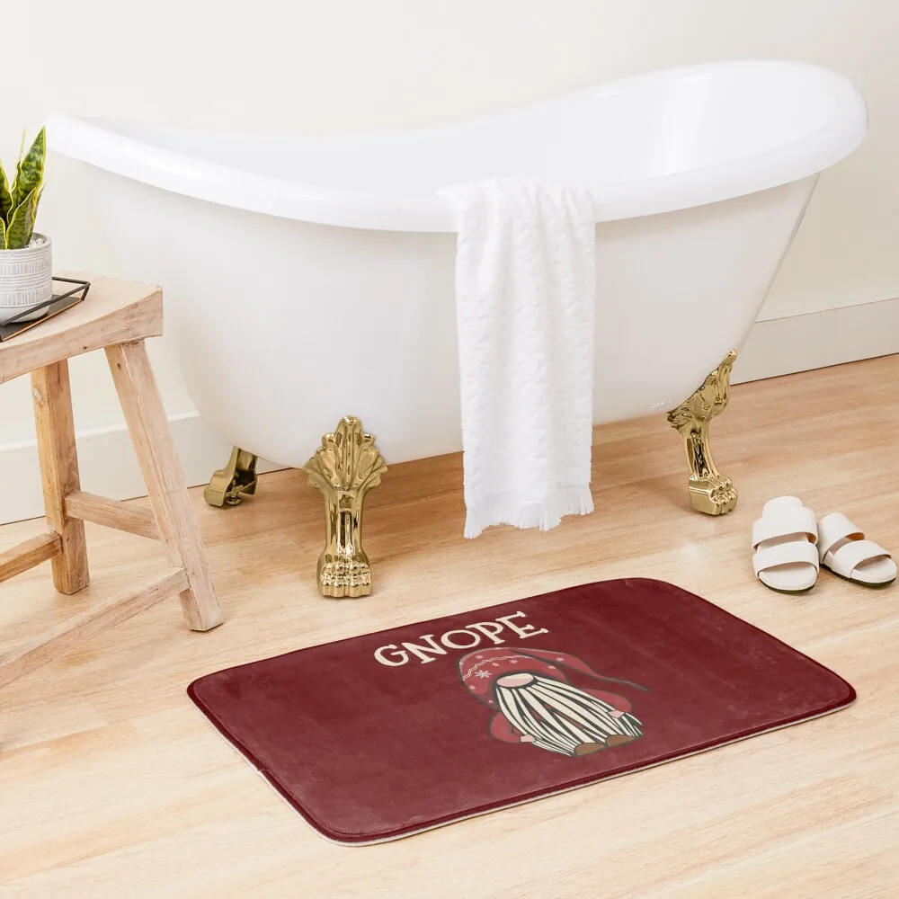 

Gnope Tomte Graden Gnome Funny Nope Not Today Pun Christmas Scandinavian Dwarf Bath Mat