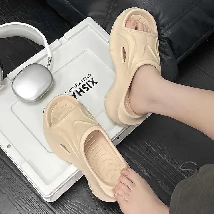 2024 Anti-slip Women's Summer Slippers Outer Wear New Style Step-in Feeling Increased High 7cm Beach Casual Thick Bottomed Shoes 3