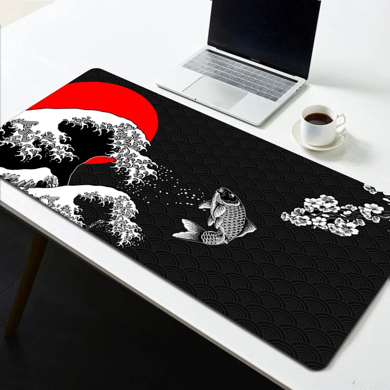 

Black & White Japan Art Great Waves Mouse Pad Gaming XL Custom HD New Mousepad XXL Playmat Non-Slip Office Computer Mice Pad