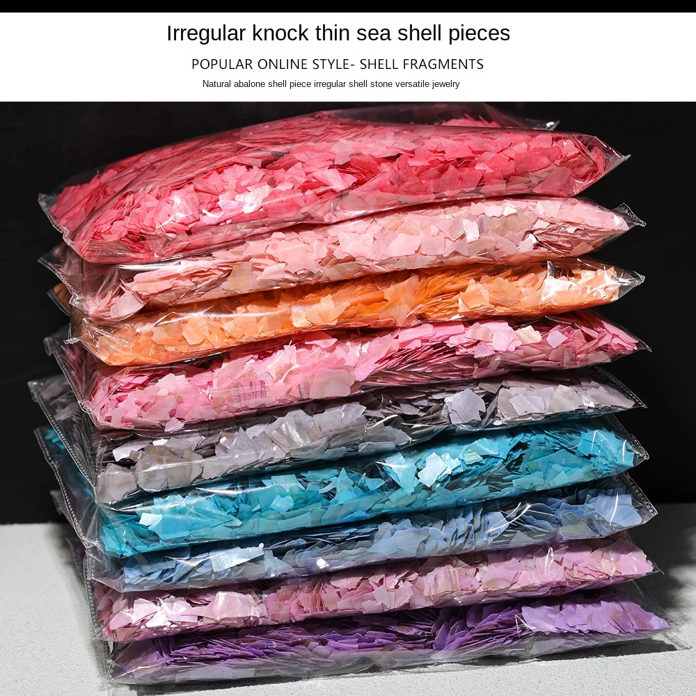 500g/1000g 무지개 빛깔의 쉘 네일 참 DIY 네일 아트를 위한 불규칙한 초박형 쉘 조각, 꿈꾸는 매니큐어에 딱 맞습니다.