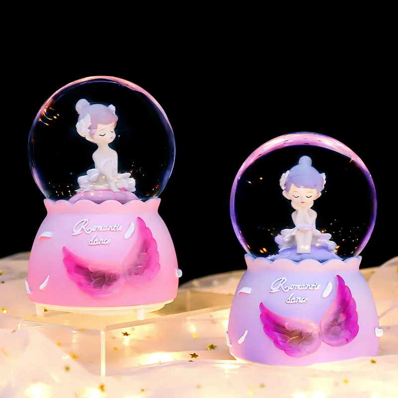 Dream Music Box for Girl, Rotating Ballet, Bella Angel, Snow Crystal Ball, Desktop Decoration, Gift