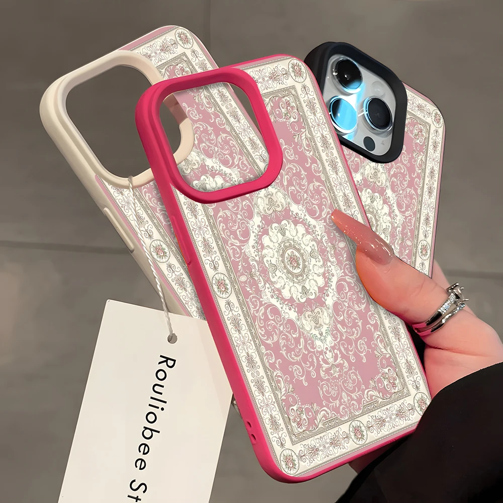 Elegant Pink Baroque Lychee Soft Shockproof Phone Case
